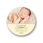 Modest Baby Photo Display -- Round Christmas Address Labels