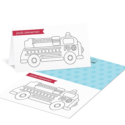 Fire truck on the Move -- Coloring Cards