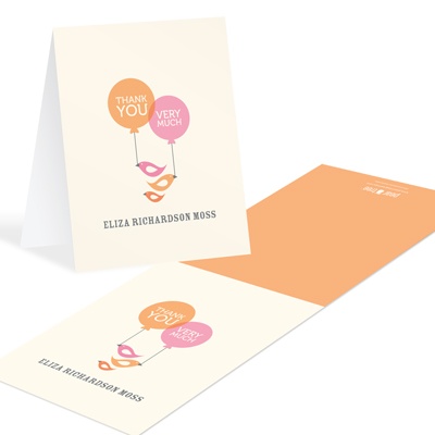 Balloons and Birds -- Personalized Thank You Cards