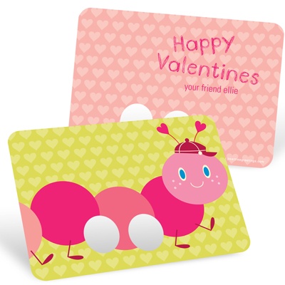Caterpillar Finger Puppet -- Valentine Kids Cards
