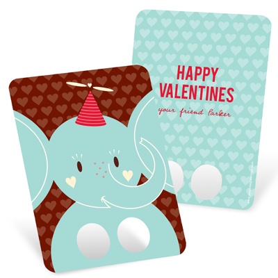 Elephant Finger Puppet -- Kids Valentines Day Cards