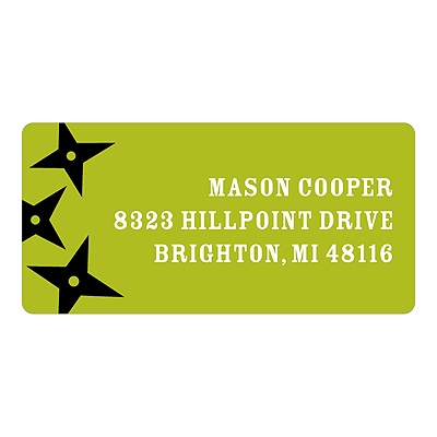 Flying Stars in Green -- Kids Return Address Labels