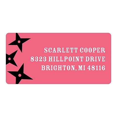 Flying Stars in Pink -- Kids Return Address Labels