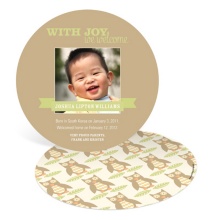Vintage Owl Pattern -- Photo Adoption Announcement Cards