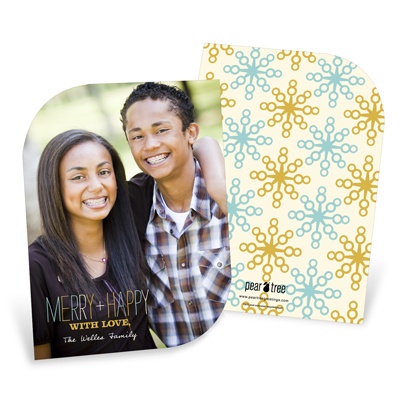 THE GOLDEN TICKET -- BOY PHOTO BIRTH ANNOUNCEMENT, 2in. x 4in. Folded Holiday Card