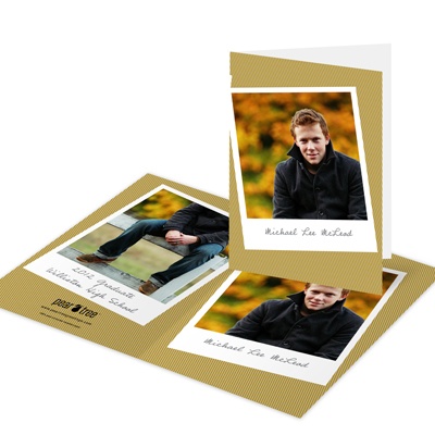 THE GOLDEN TICKET -- BOY PHOTO BIRTH ANNOUNCEMENT, 2in. x 4in. Folded Holiday Card