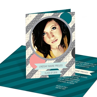 Sassy Stripes -- Photo Graduation Party Invitations