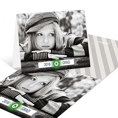 THE GOLDEN TICKET -- BOY PHOTO BIRTH ANNOUNCEMENT, 2in. x 4in. Folded Holiday Card