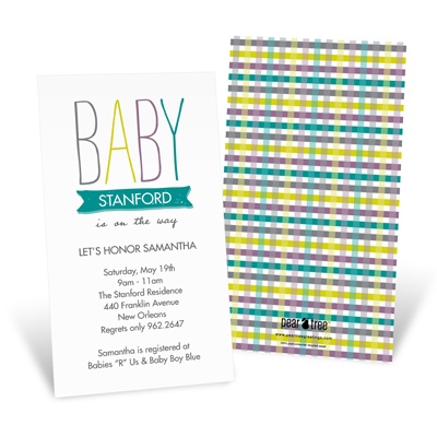 Precious Plaid -- Customized Baby Shower Invitations