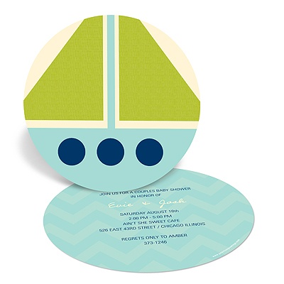 Nautical Newborn -- Sailboat Baby Shower Invitations