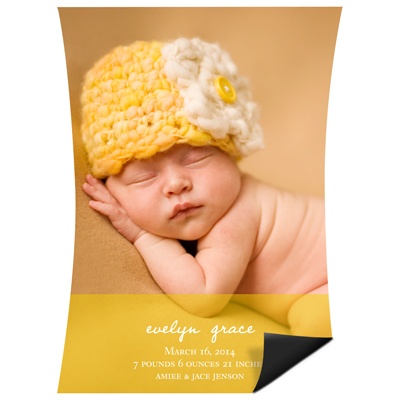 THE GOLDEN TICKET -- BOY PHOTO BIRTH ANNOUNCEMENT, 2in. x 4in. Folded Holiday Card