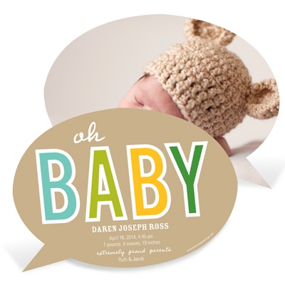 Baby Talk -- Custom Photo Birth Announcements