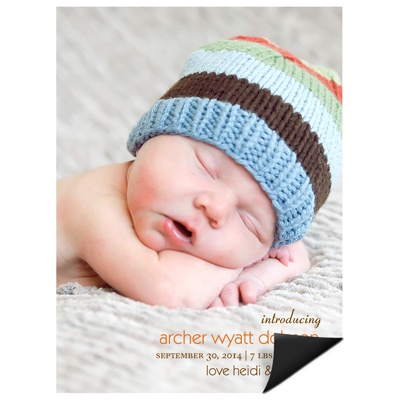 Lasting Introduction Vertical Photo -- Baby Announcement Magnets
