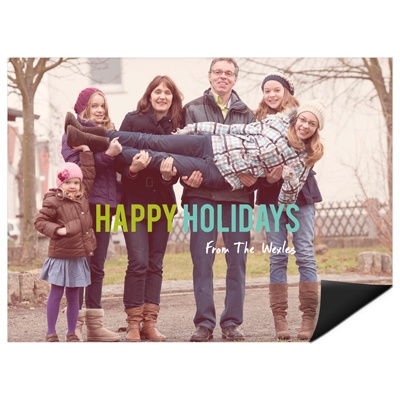 THE GOLDEN TICKET -- BOY PHOTO BIRTH ANNOUNCEMENT, 2in. x 4in. Folded Holiday Card
