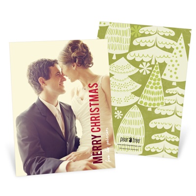 Merry Treescape -- Vertical Holiday Photo Cards