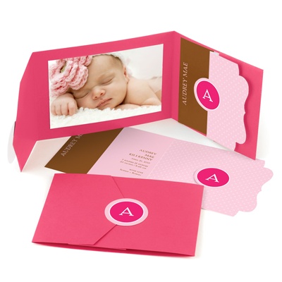 Tucked In -- Pink Photo Birth Announcement