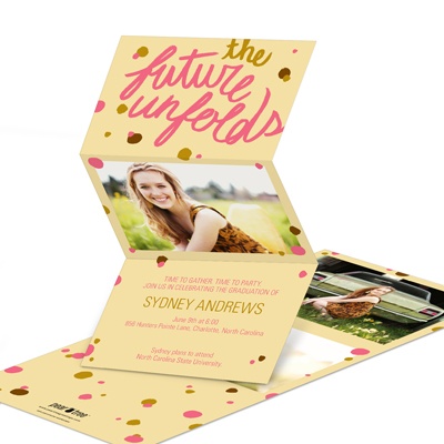 THE GOLDEN TICKET -- BOY PHOTO BIRTH ANNOUNCEMENT, 2in. x 4in. Folded Holiday Card