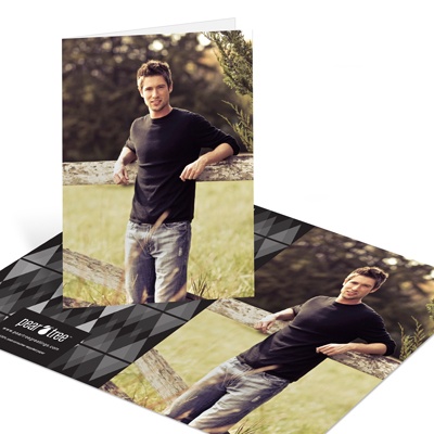 THE GOLDEN TICKET -- BOY PHOTO BIRTH ANNOUNCEMENT, 2in. x 4in. Folded Holiday Card