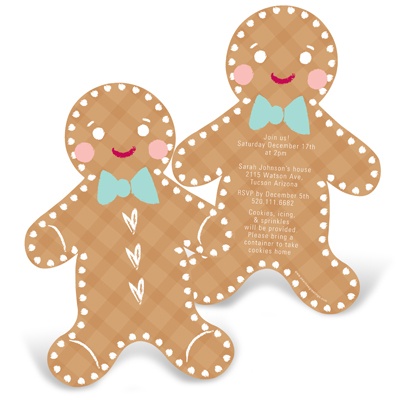 Gleeful Gingerbread -- Kids Christmas Party Invitations