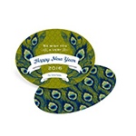 Patterned Peacock -- Vintage New Years Cards