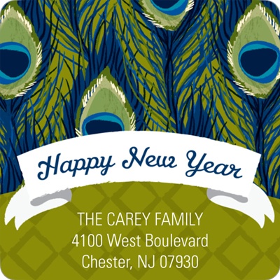 Patterned Peacock -- Holiday Address Labels