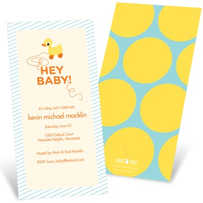 THE GOLDEN TICKET -- BOY PHOTO BIRTH ANNOUNCEMENT, 2in. x 4in. Folded Holiday Card