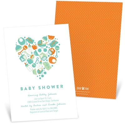 Essential Baby Items From The Heart -- Custom Baby Shower Invitations