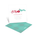 Double Bicycle and Baby Make Three -- Modern Baby Shower Invitations