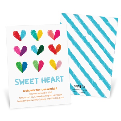 Hand Sketched Hearts for a Little Sweetheart -- Baby Shower Invitation