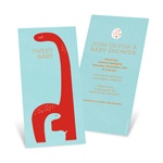 Baby Dinosaur Dreaming in Blue -- Modern Baby Shower Invitations