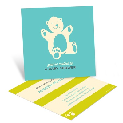 Booming with Bear Hugs in Blue -- Custom Baby Shower Invitations