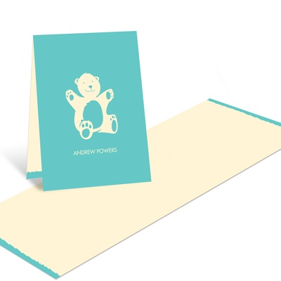 THE GOLDEN TICKET -- BOY PHOTO BIRTH ANNOUNCEMENT, 2in. x 4in. Folded Holiday Card