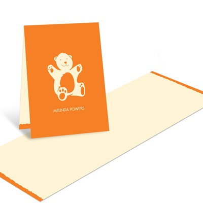 Booming with Bear Hugs in Orange -- Baby Shower Thank You Cards