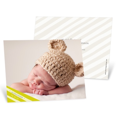 Simply Elegant Stripes in Green -- Boy Birth Announcements