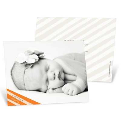 Simply Elegant Stripes in Orange -- Girl Birth Announcements