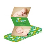 Retro Rattle Shaking in Green -- Boy Birth Announcements