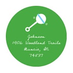 Retro Baby Rattle in Green -- Baby Address Labels