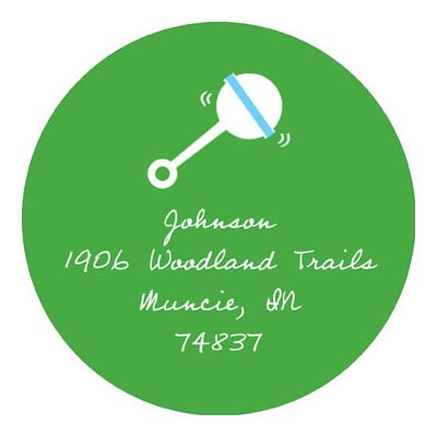 Retro Baby Rattle in Green -- Baby Address Labels