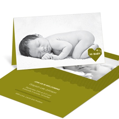 Cross Stitch Introduction in Green -- Boy Birth Announcements