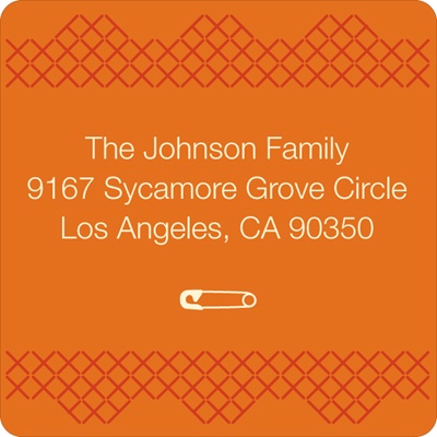 Cross Stitch Border in Orange -- Baby Address Labels