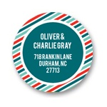 Stripes and Dots in Red -- Address Labels