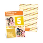 Stripes and Dots in Yellow -- Kids Birthday Invitations