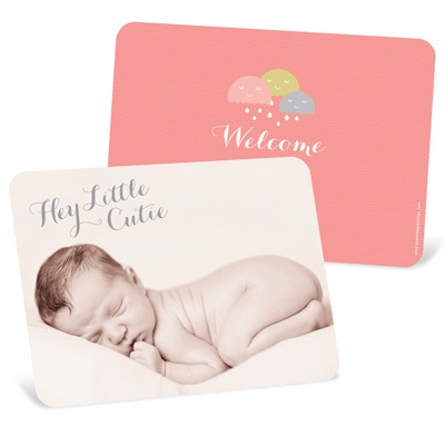 Showered with Love in Pink -- Girl Birth Announcements