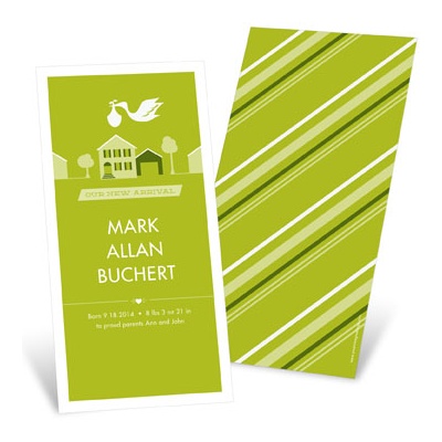 Special Delivery in the Town in Green -- Baby Boy Birth Announcements