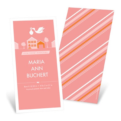 Special Delivery in the Town in Pink -- Girl Birth Announcements