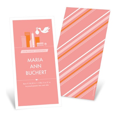 Special Delivery in the City in Pink -- Girl Birth Announcements