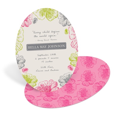 Poppy Flower Perfection in Pink -- Girl Birth Announcements