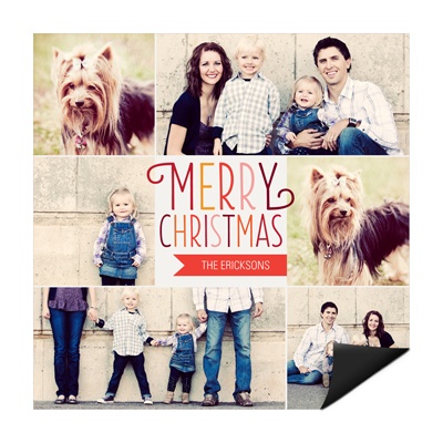 Charming Squares -- Photo Collage Christmas Card Magnets