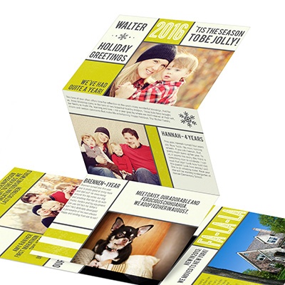 THE GOLDEN TICKET -- BOY PHOTO BIRTH ANNOUNCEMENT, 2in. x 4in. Folded Holiday Card