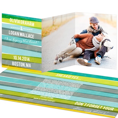 Engaging Stripes in Blue -- Save the Date Cards